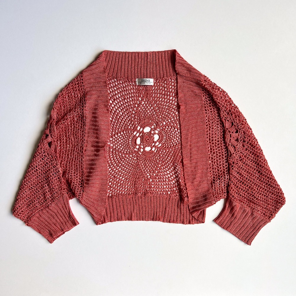 Vintage Shine New York Crochet Pink Bolero Shrug